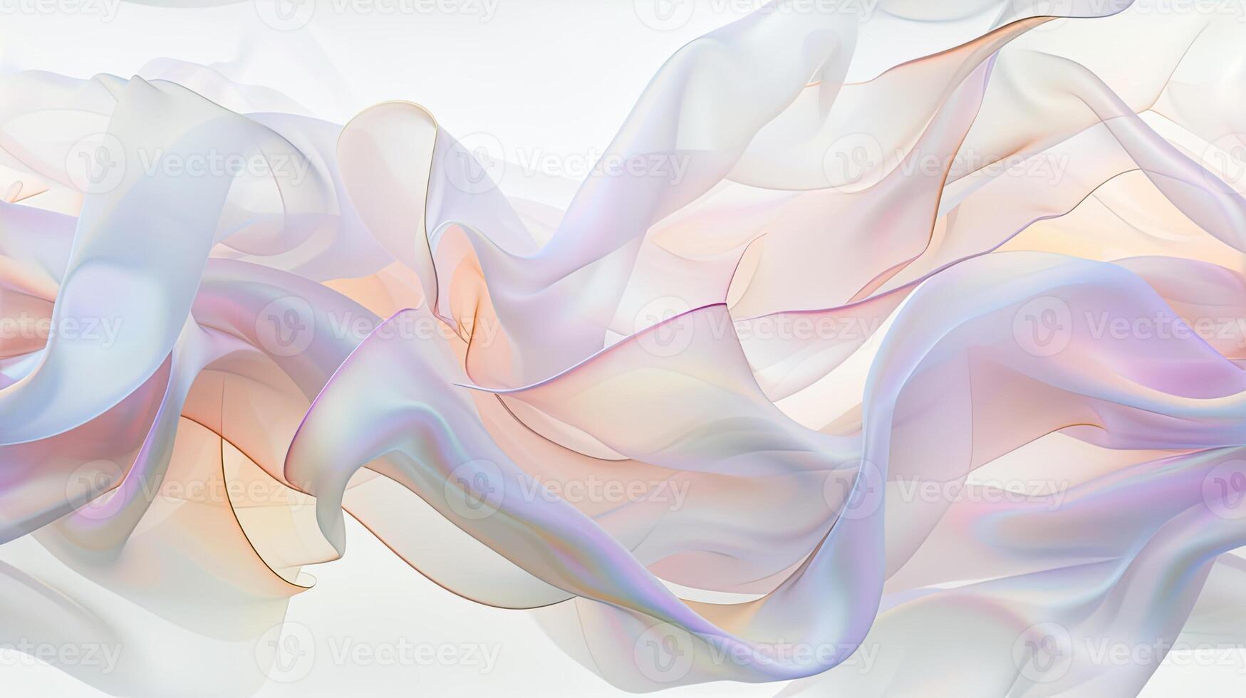 AI generated abstract minimalism with a realistic featuring translucent organic amorphous flat shapes overlapping in iridescent layers, set against a pristine white background. SEAMLESS PATTERN. photo