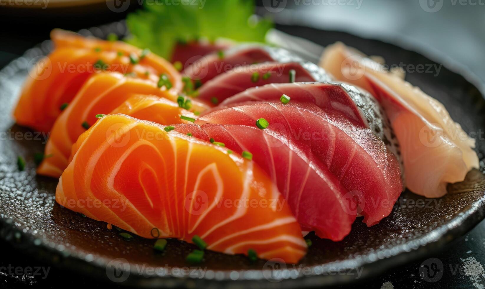 AI generated Sashimi japanese food style - Selective focus point photo