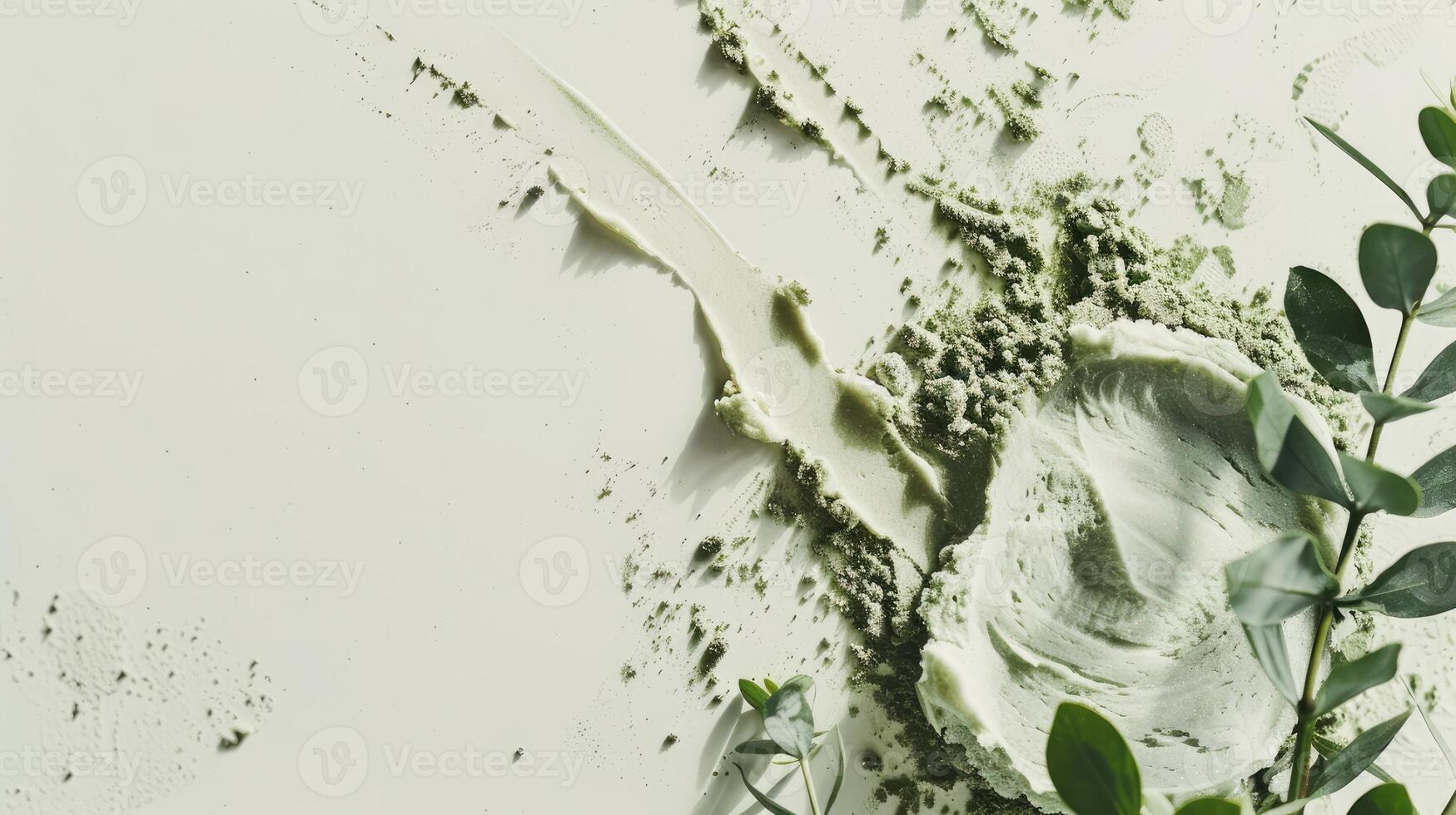 AI generated an exfoliating scrub enriched with green clay and natural ingredients, with a beauty mask delicately applied on a clean white background, inviting viewers to indulge in self-care. photo
