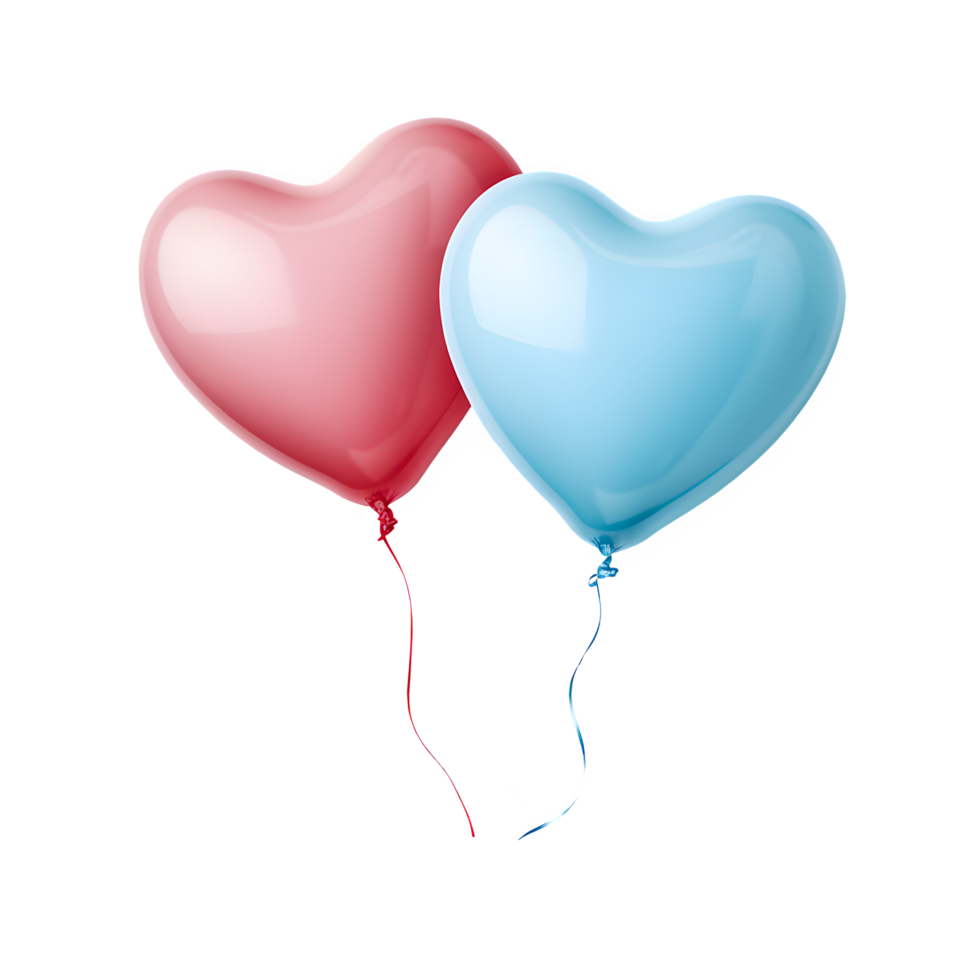 AI generated Pink and Blue Heart Shape Balloon Isolated on Transparent Background. Generative AI png