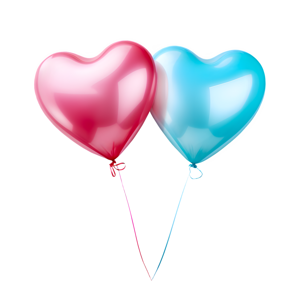 AI generated Pink and Blue Heart Shape Balloon Isolated on Transparent Background. Generative AI png