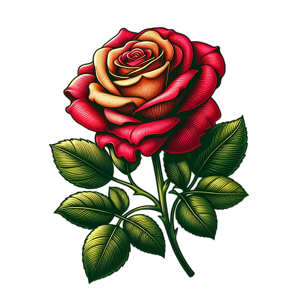 ai generiert schön Rose Blumen bunt mit Blatt png