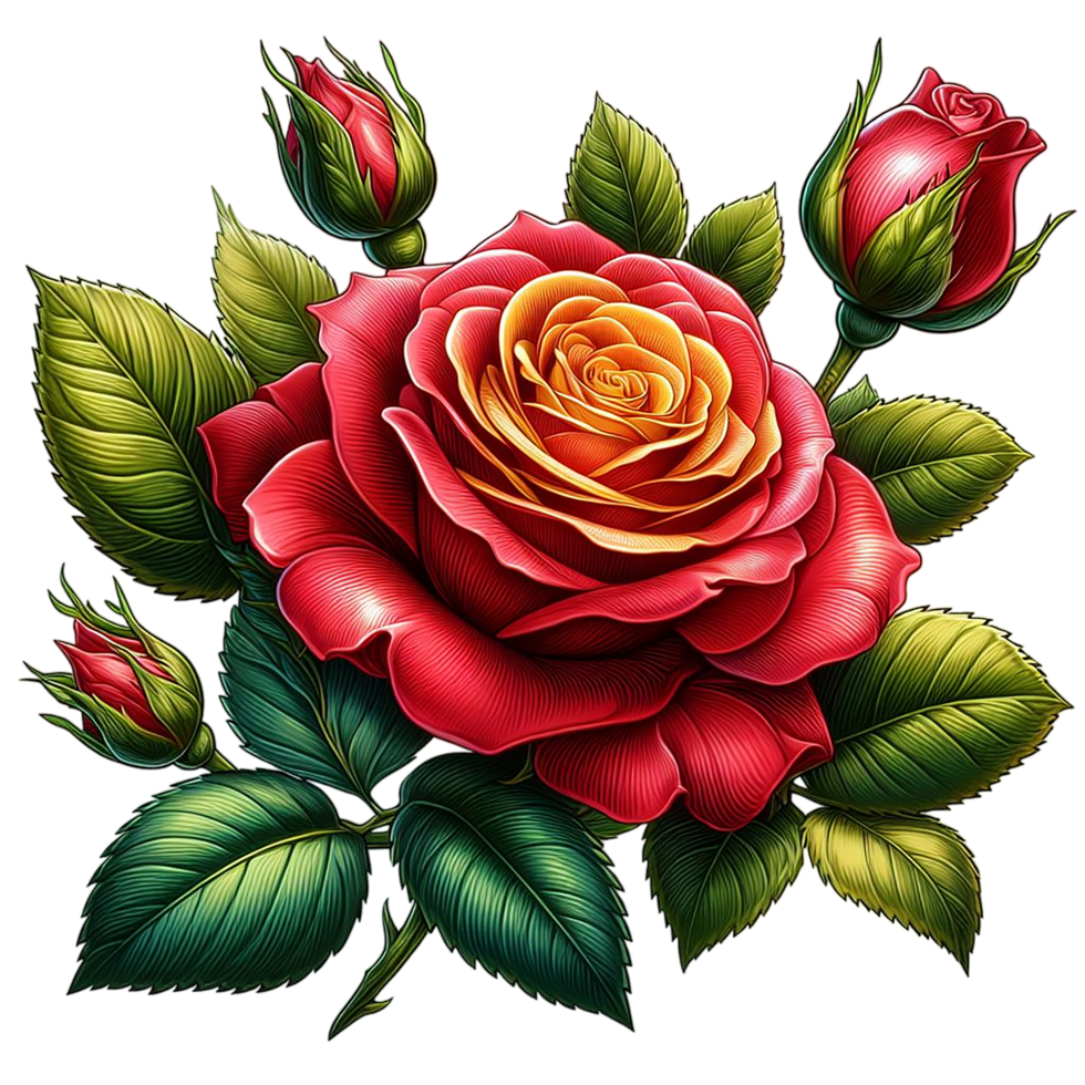 ai generiert schön Rose Blumen bunt mit Blatt png