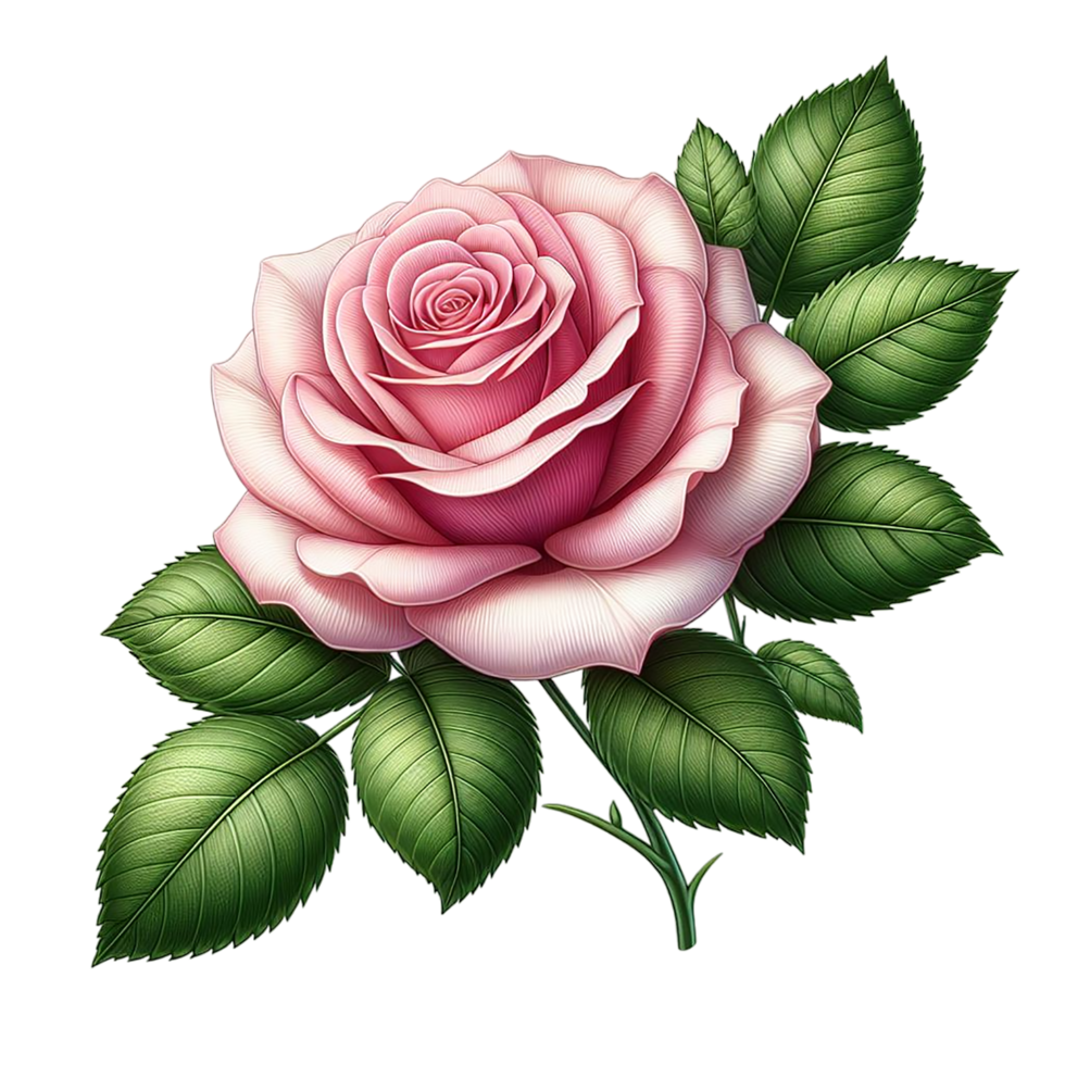 ai gerado lindo rosa flores colorida com folha png