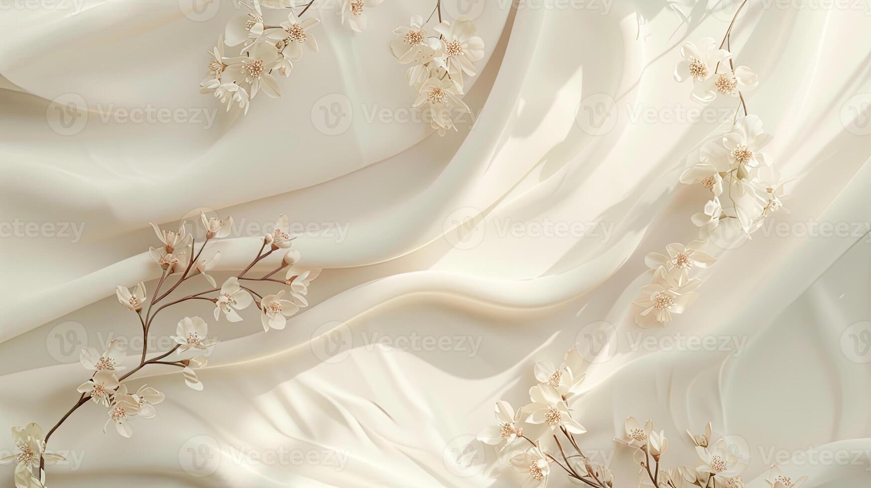 AI generated a light-colored costume adorned with flowers as decor, captured from a top-down perspective, offering ample copy space for various design needs. photo