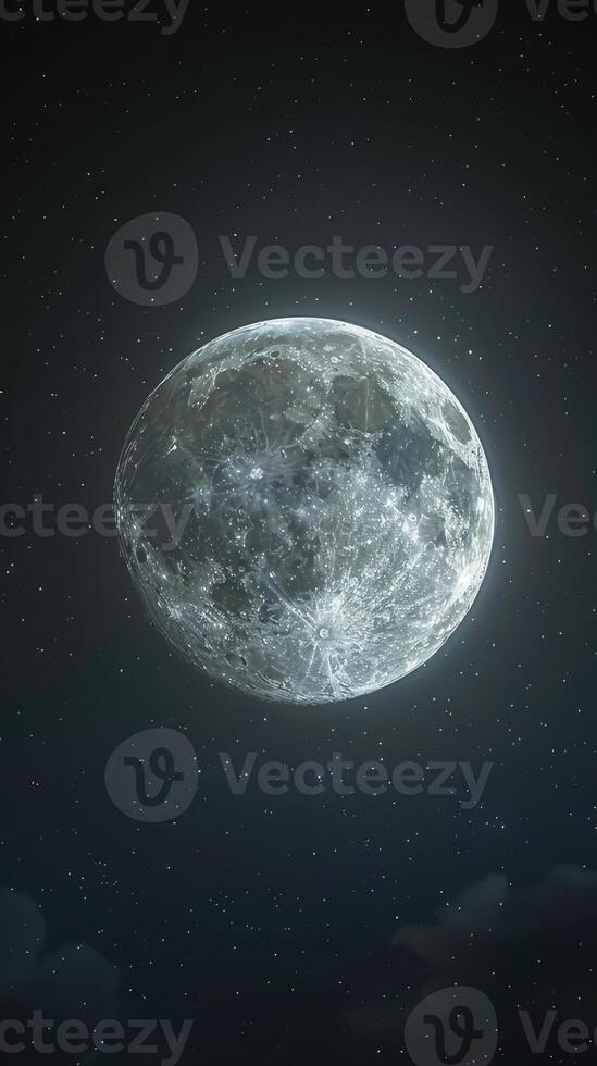 AI generated the full moon illuminating the night sky during the holy month of Ramadan, evoking a sense of serenity and spirituality amidst the peaceful darkness. photo