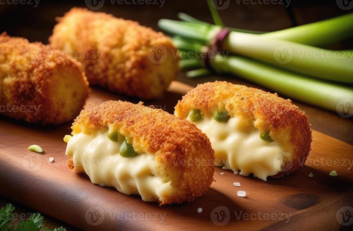 AI generated national Welsh cuisine, St. Davids Day, traditional Glamorgan sausages made of Caerphilly cheese and leeks, delicious photo, beautiful serving photo