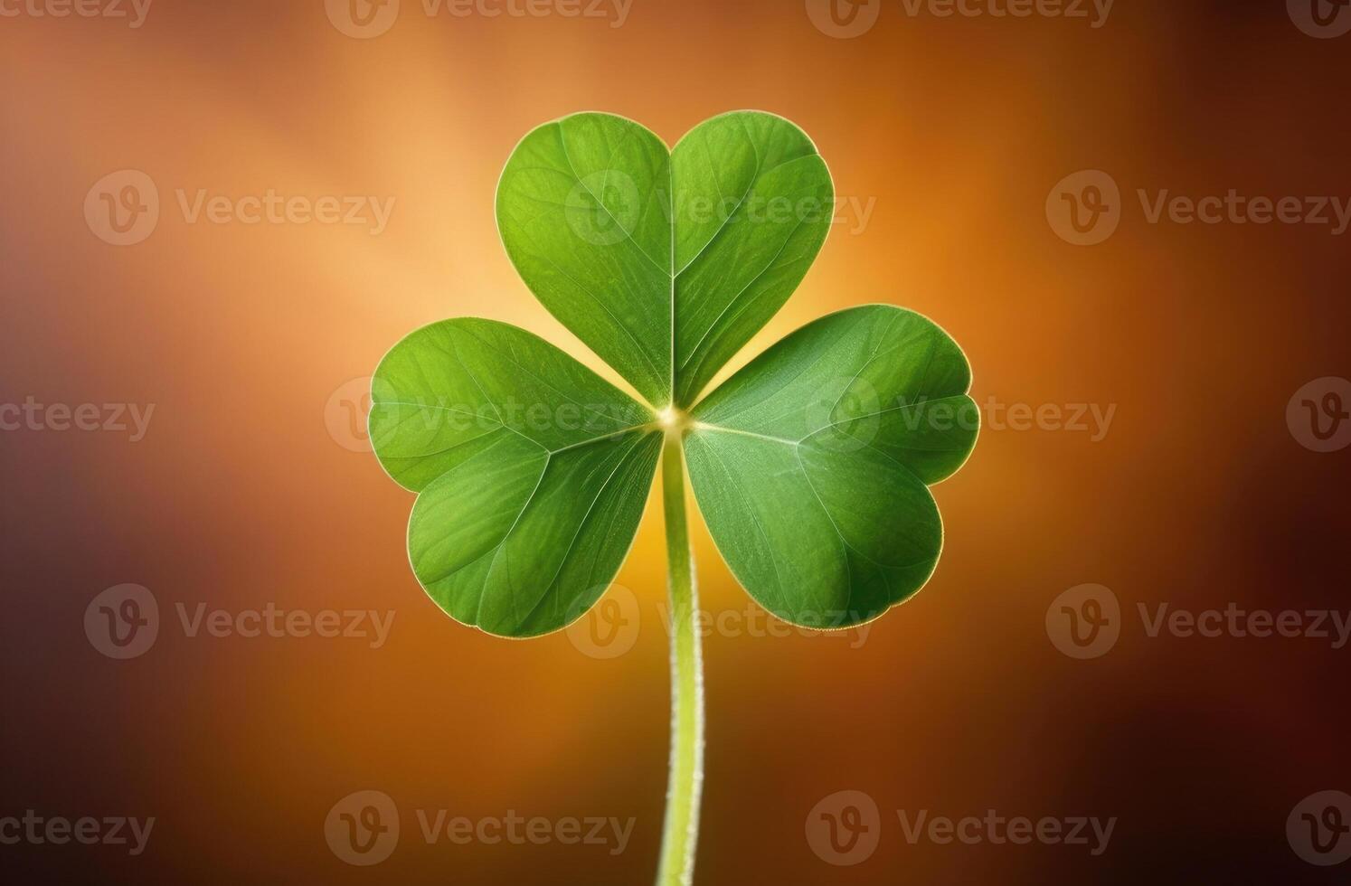 AI generated St. Patrick's Day, clover petal on a wooden background, Shamrock, three-leaf clover photo