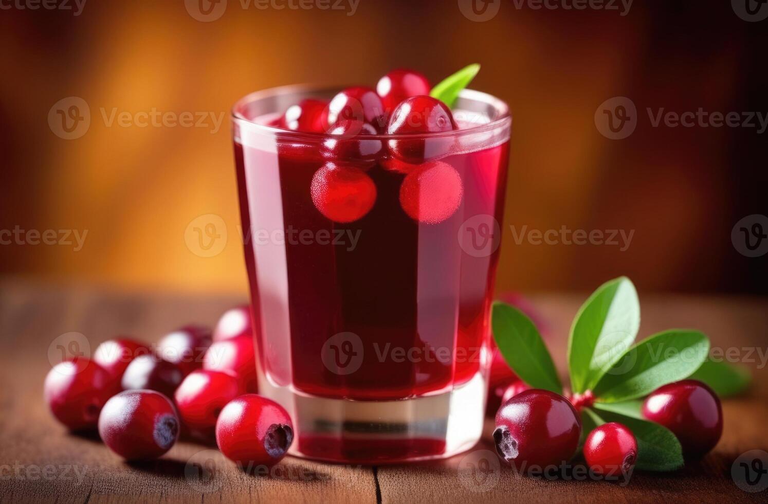 AI generated Cranberry juice, lingonberry juice in a glass, summer refreshing drink, non-alcoholic berry cocktail photo