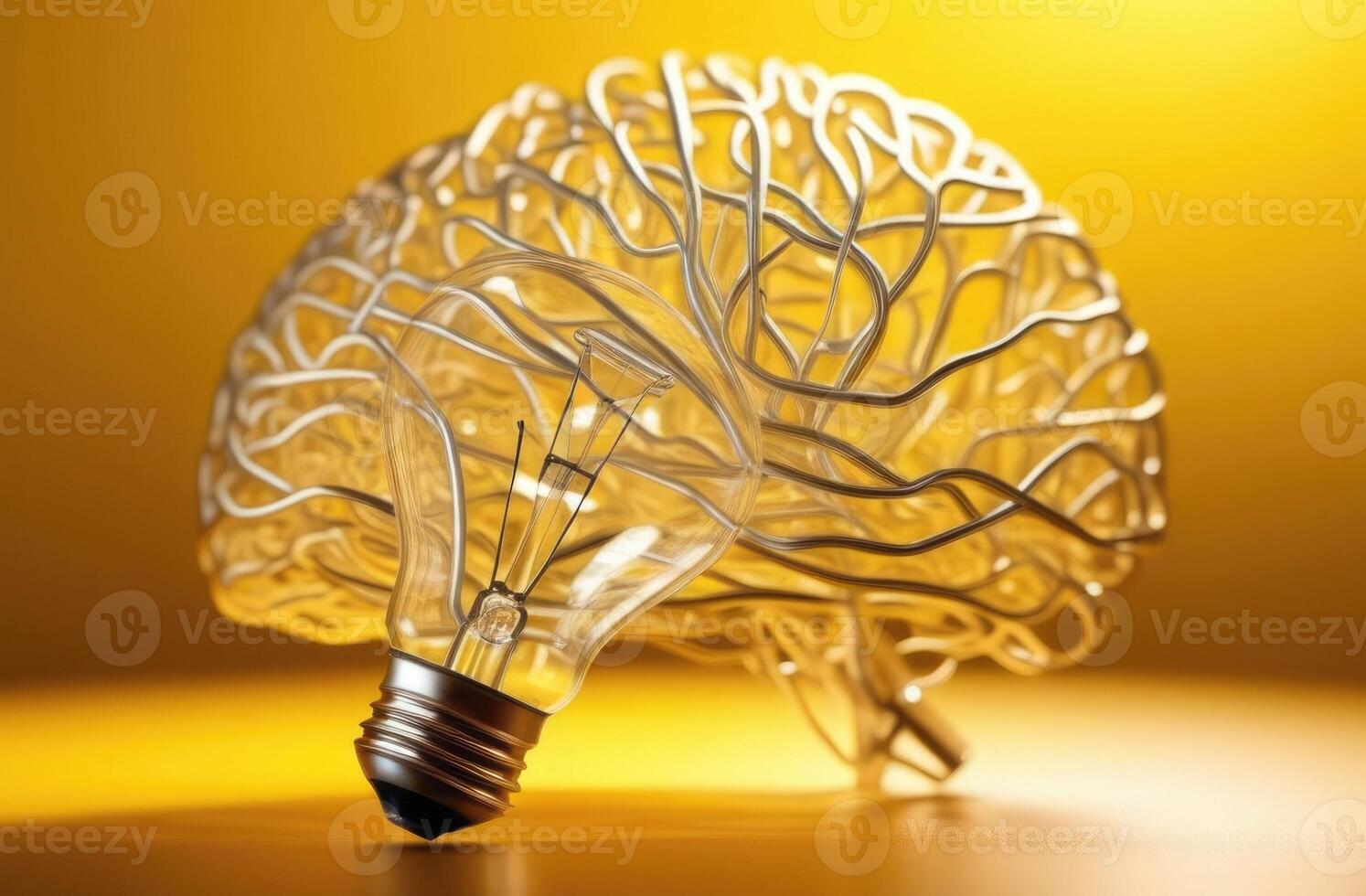 AI generated World Intellectual Property Day, world logic Day, burning light bulb, human brain, idea search, Thinking and creative concept, energy crisis, knowledge acquisition photo