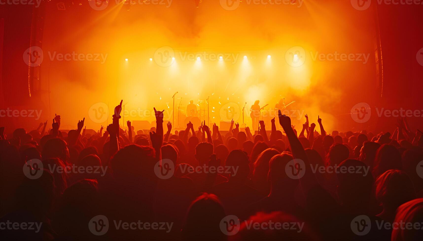 ai generado silueta de personas en concierto foto