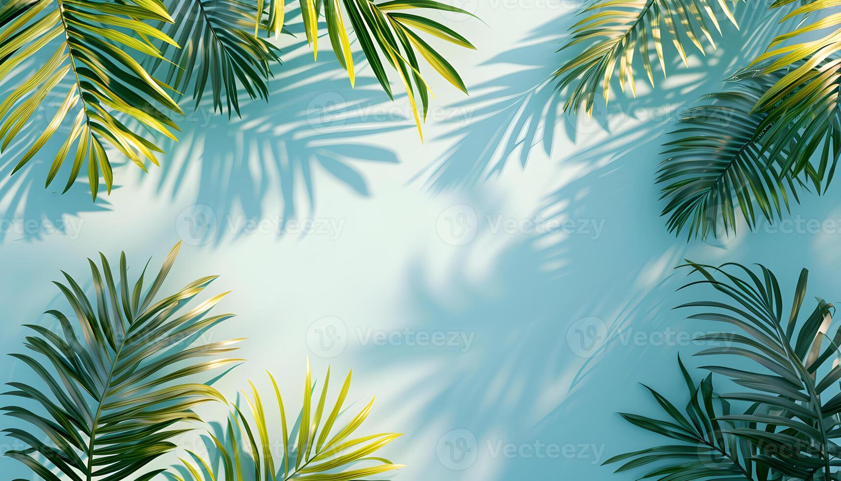 AI generated composition of summer background with Tropical palm tree leaf photo