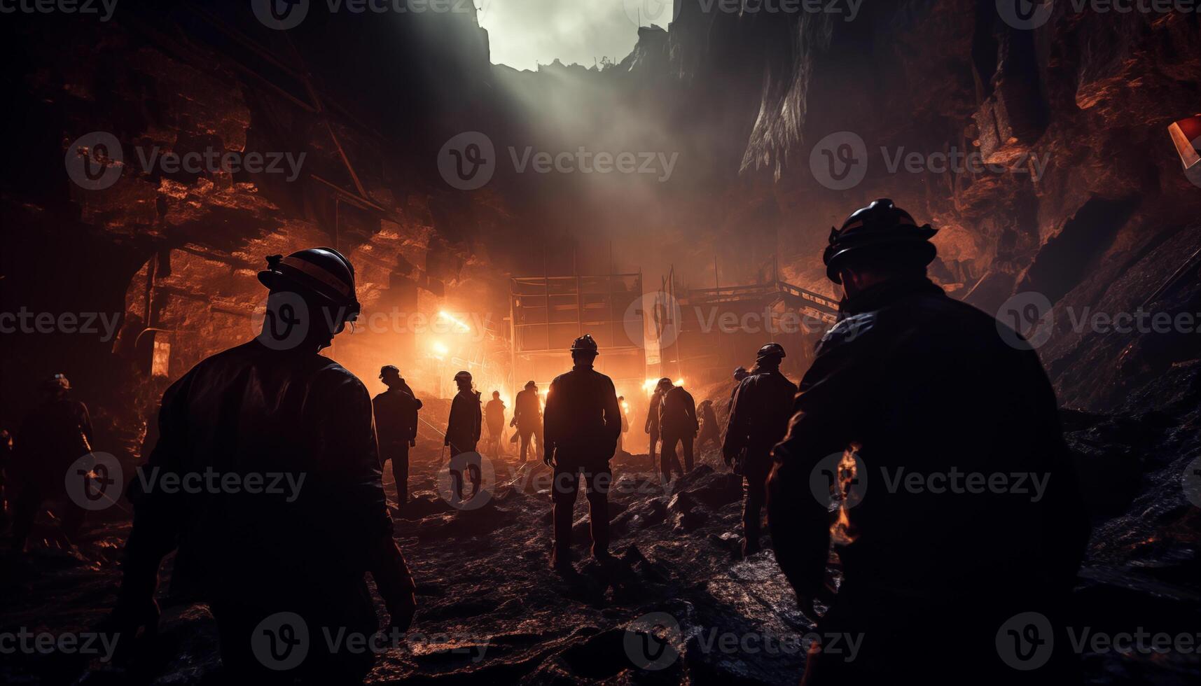 AI generated miners in the mine photo
