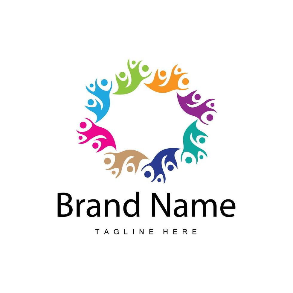 Teamwork logo vector template cooperation success care people simple symbol icon design