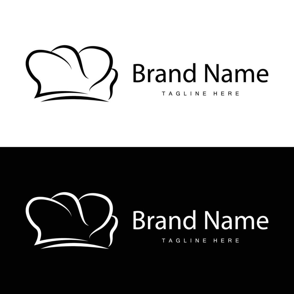 Simple Chef Hat Logo Design, Template Silhouette Vector Illustration