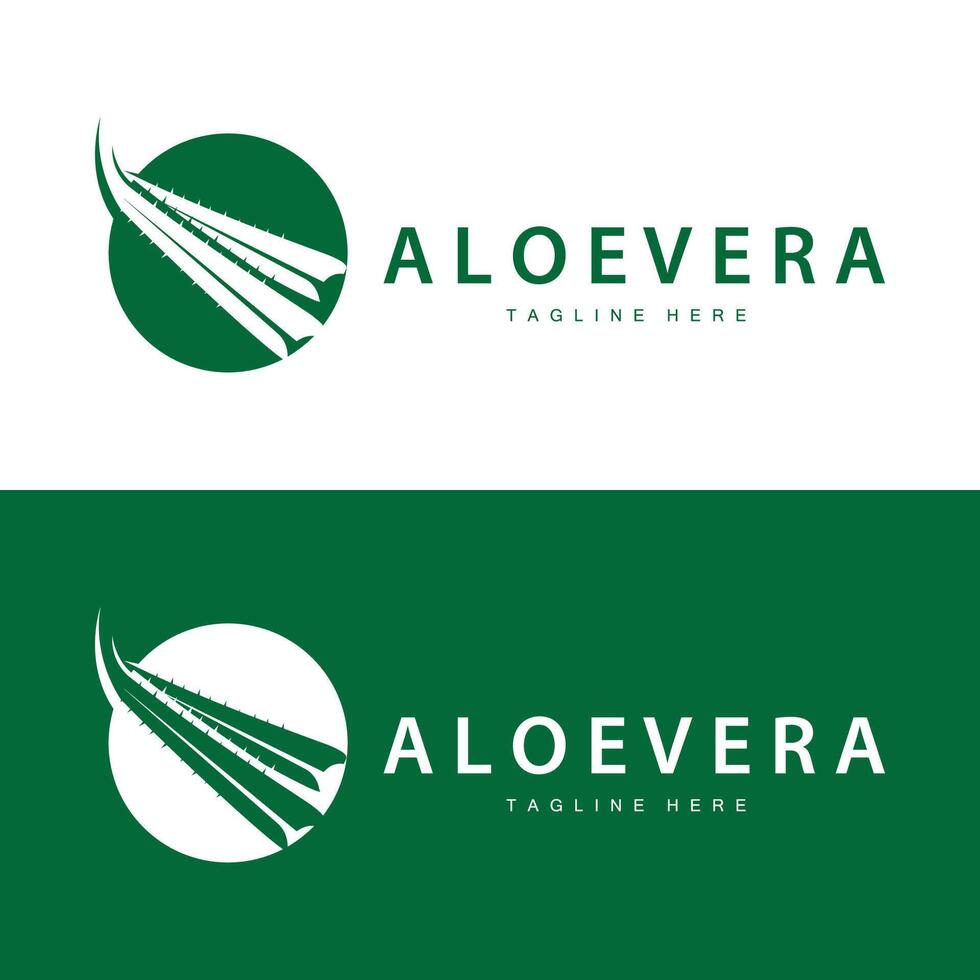 áloe vera logo cosmético diseño sencillo verde planta salud símbolo vector ilustración