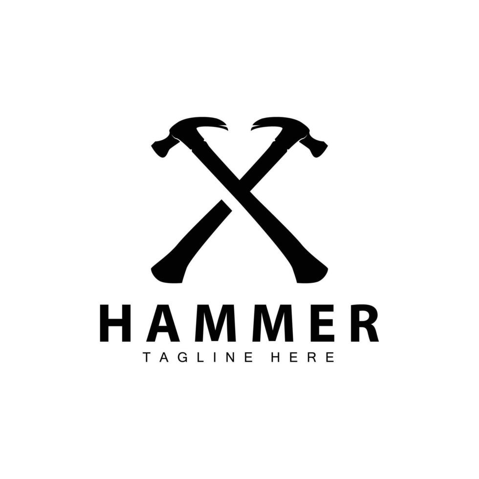 hammer logo design repair service template vintage symbol illustration silhouette repair tool vector