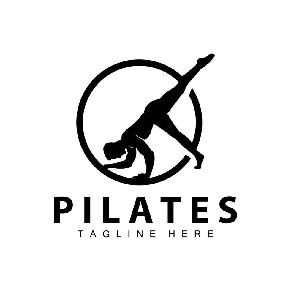 pilates logo vector cuerpo poses gimnasia ejercicio yoga calma abajo modelo ilustración