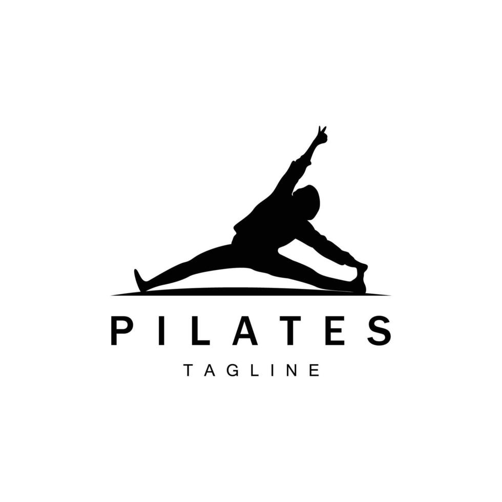 Pilates logo vector body poses gymnastics exercise yoga calm down template illustration