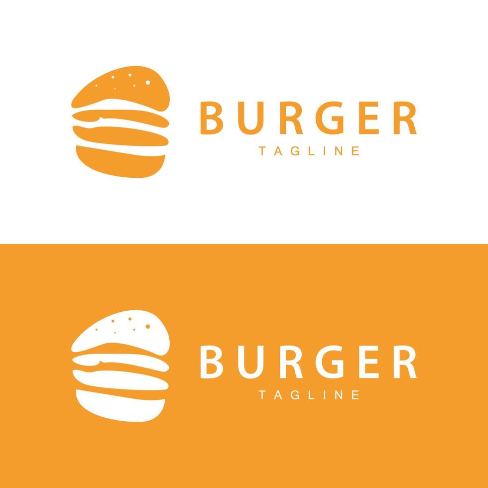Burger Logo, Vector Bread, Meat And Vegetable Fast Food Illustration Design