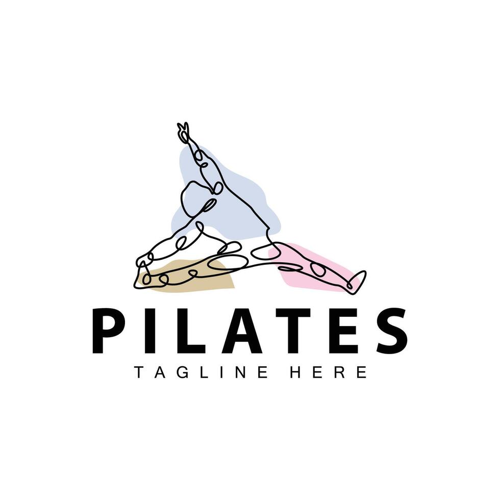 pilates logo vector cuerpo poses gimnasia ejercicio yoga calma abajo modelo ilustración