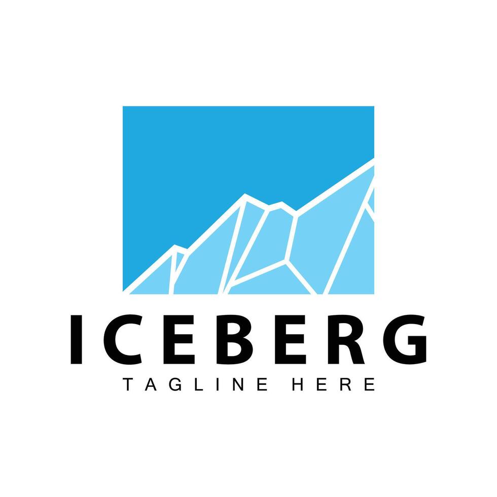 Iceberg Logo, Antarctica Logo Design, Simple Nature Landscape Vector Illustration Template