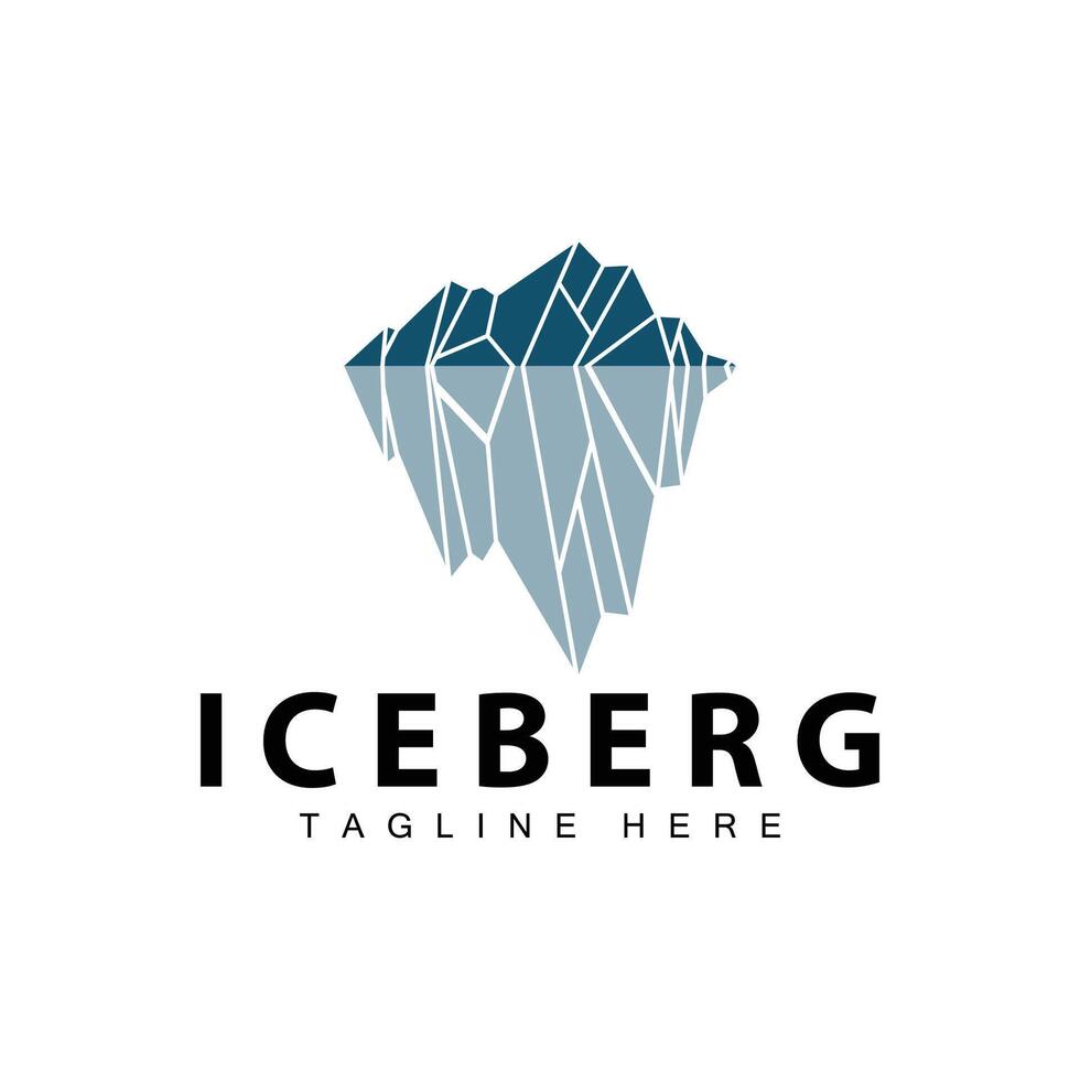 Iceberg Logo, Antarctica Logo Design, Simple Nature Landscape Vector Illustration Template