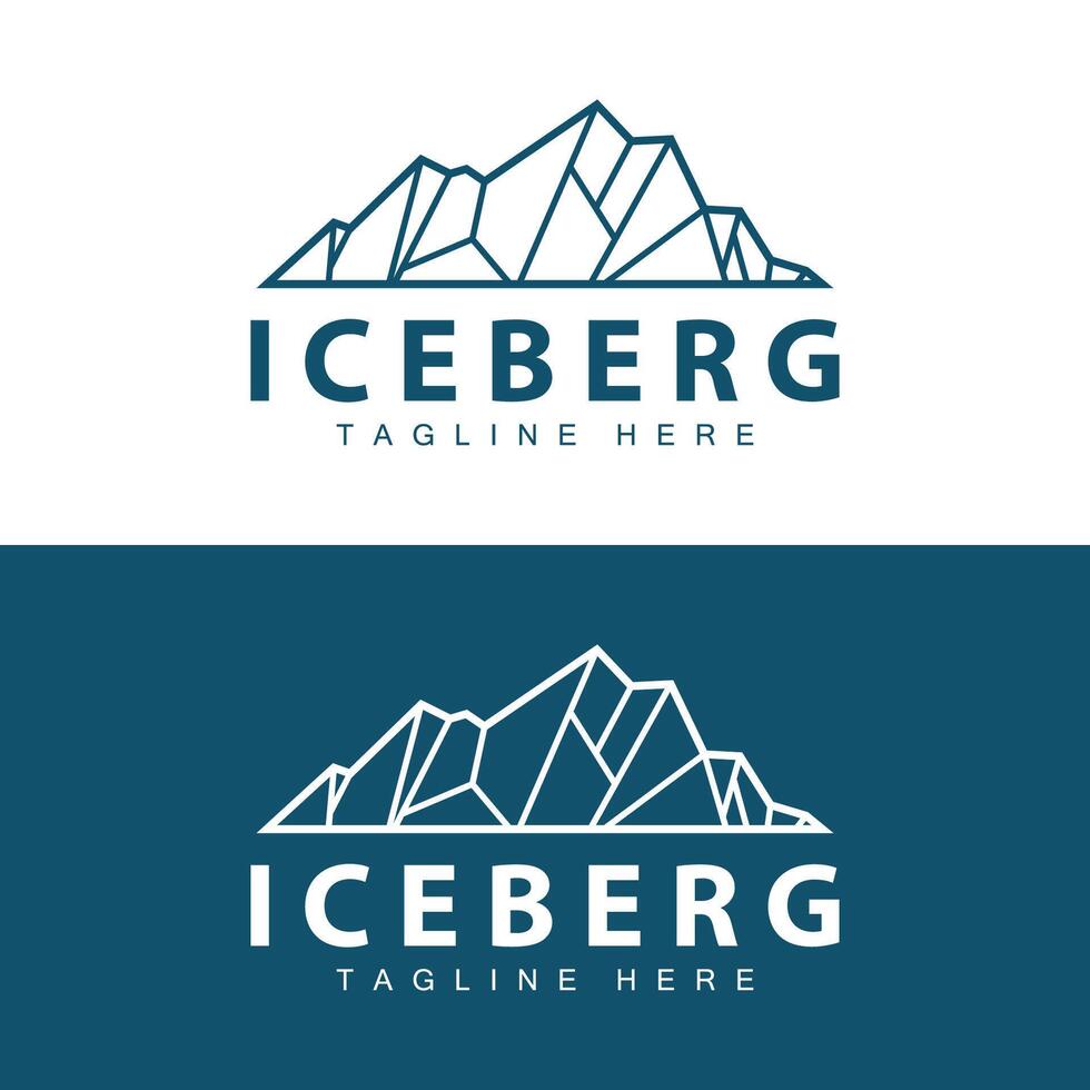 Iceberg Logo, Antarctica Logo Design, Simple Nature Landscape Vector Illustration Template