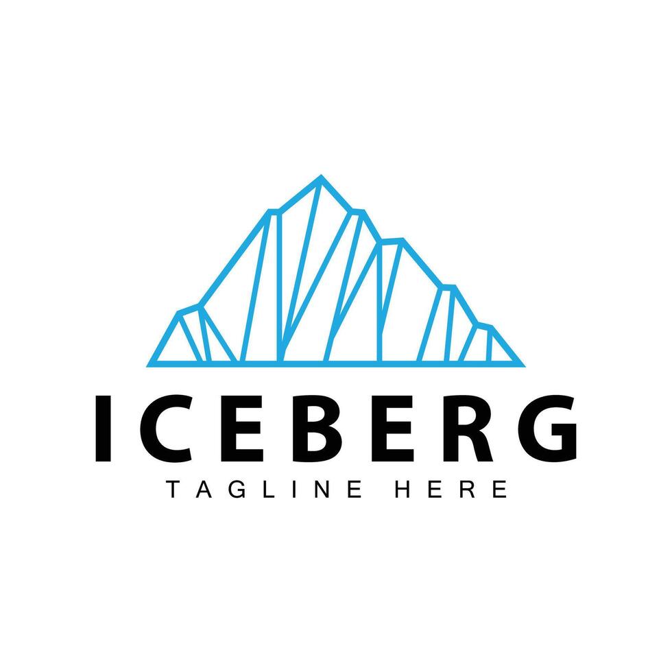 Iceberg Logo, Antarctica Logo Design, Simple Nature Landscape Vector Illustration Template