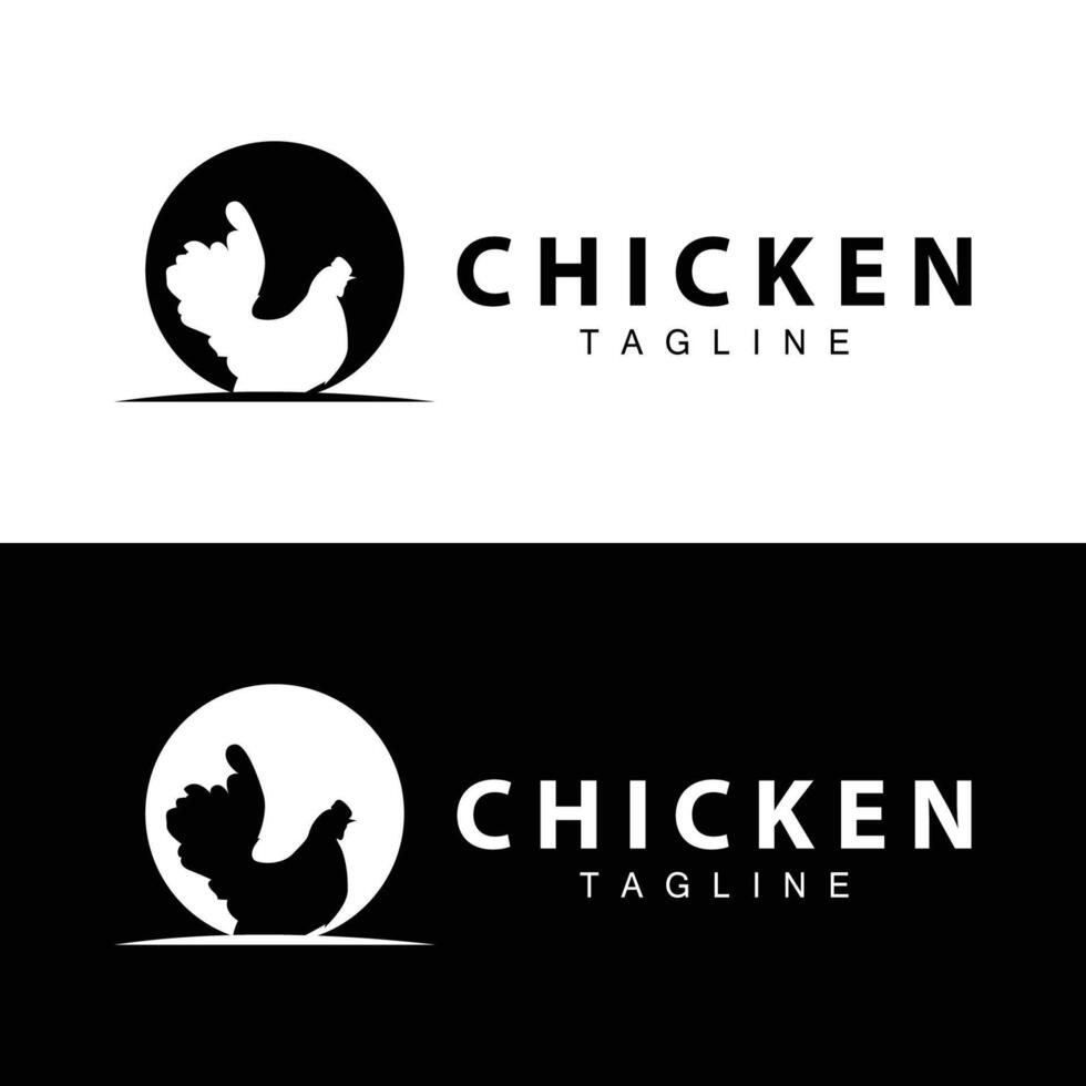 pollo logo granja animal ganado pollo granja diseño frito pollo restaurante vector