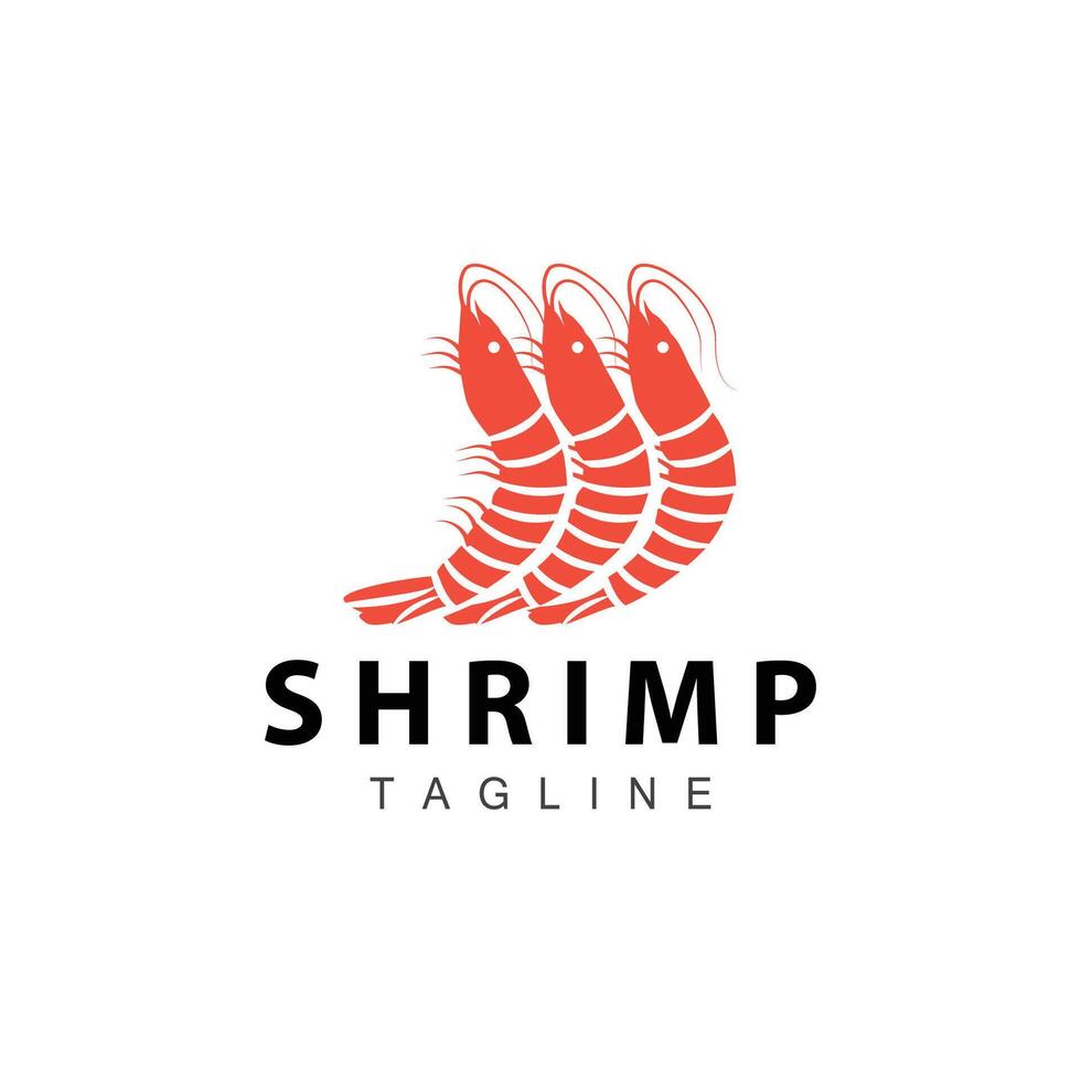 Simple shrimp logo design vector seafood sushi restaurant prawns template illustration