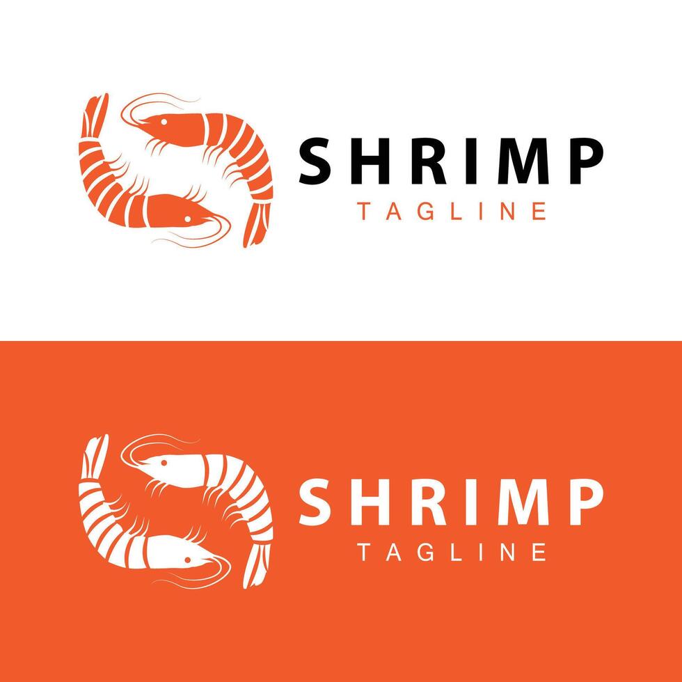 Simple shrimp logo design vector seafood sushi restaurant prawns template illustration