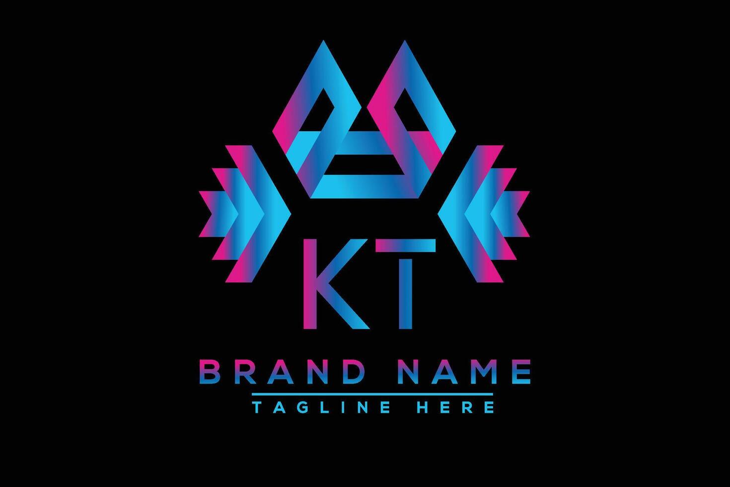 KT letter logo design. Vector logo design for business.