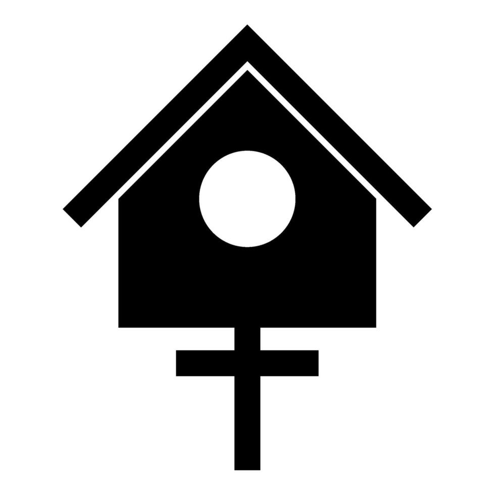 Bird box starling house birdhouse nesting icon black color vector illustration image flat style