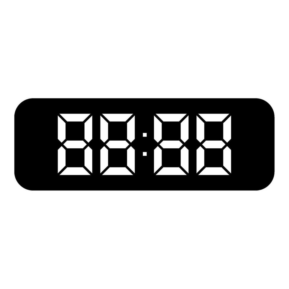 Digital table clock electronic display desk watch icon black color vector illustration image flat style