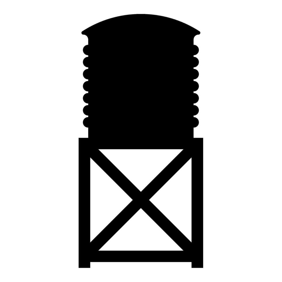 Water tower tank storage industrial construction icon black color vector illustration image flat style