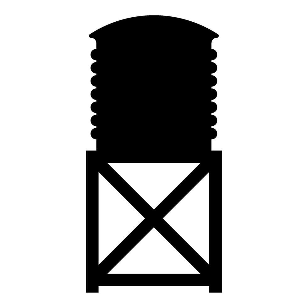 Water tower tank storage industrial construction icon black color vector illustration image flat style