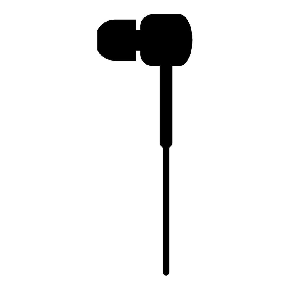 Vacuum headphones wired icon black color vector illustration image flat style