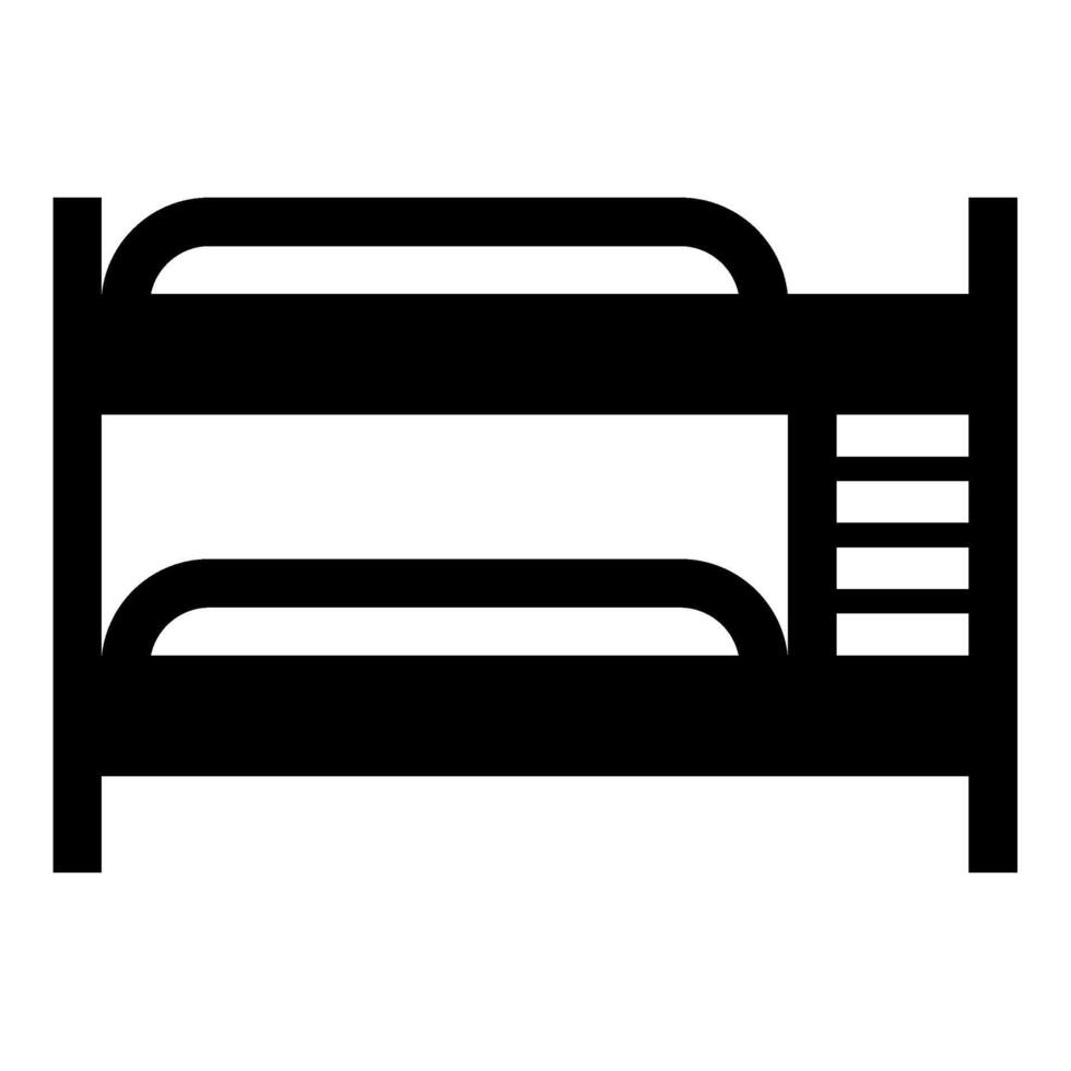 doble nivel litera cama icono negro color vector ilustración imagen plano estilo
