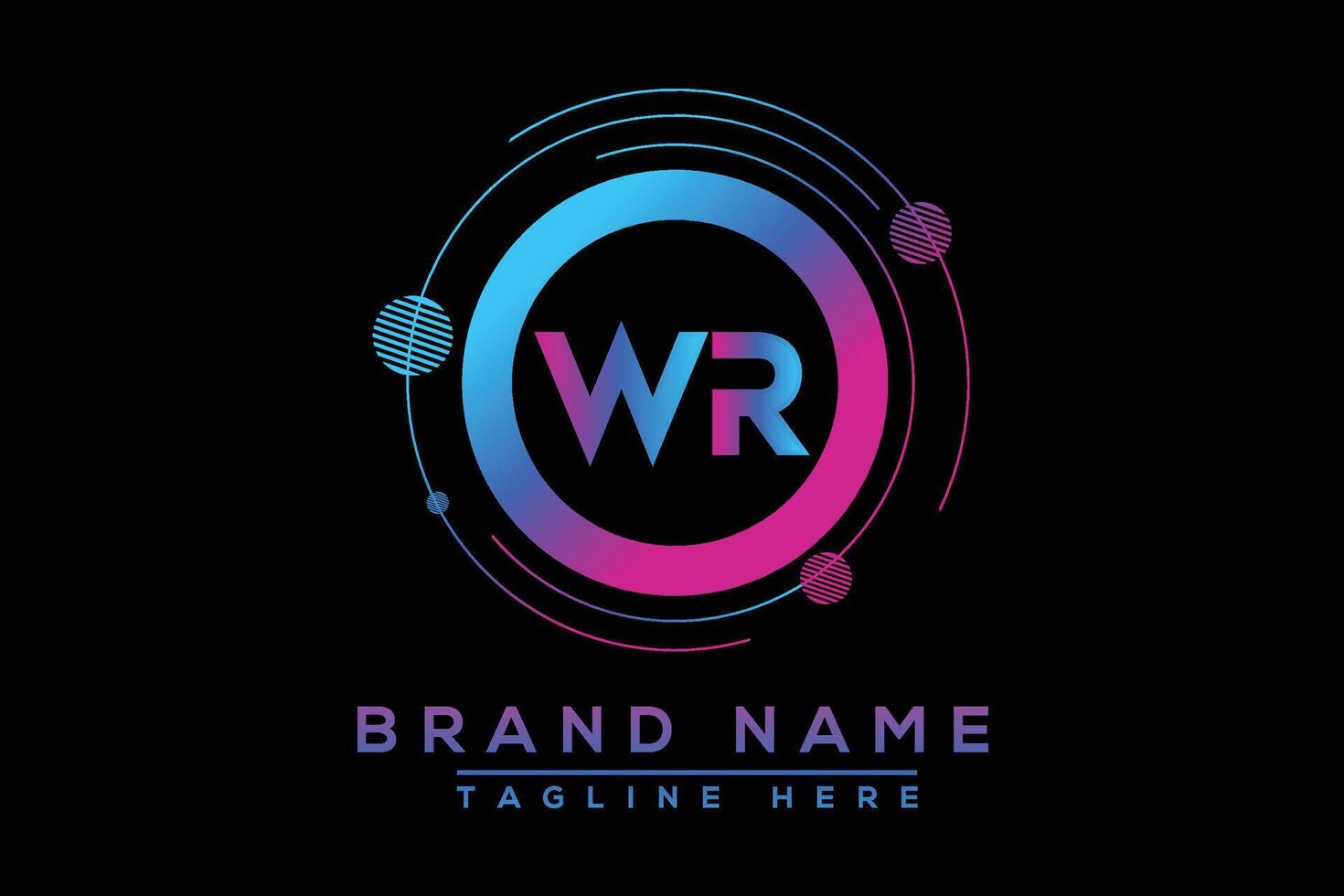 Blue WR letter logo design. Vector logo design for business.