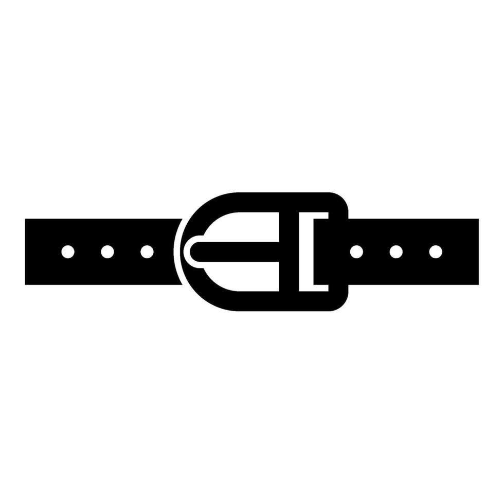 Pants belt leather strapping with buckle trouser icon black color vector illustration image flat style