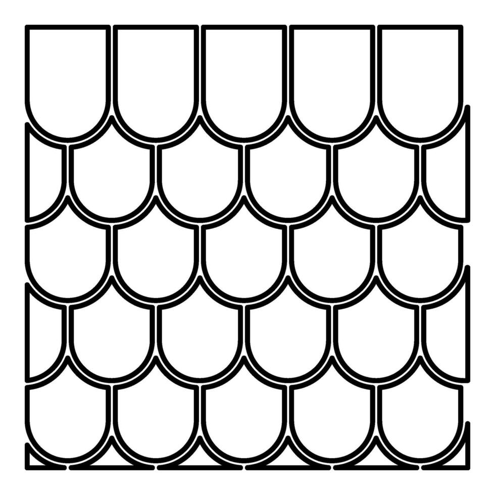 Roof ceramic tiled corrugated tile rooftop house material slate contour outline line icon black color vector illustration image thin flat style