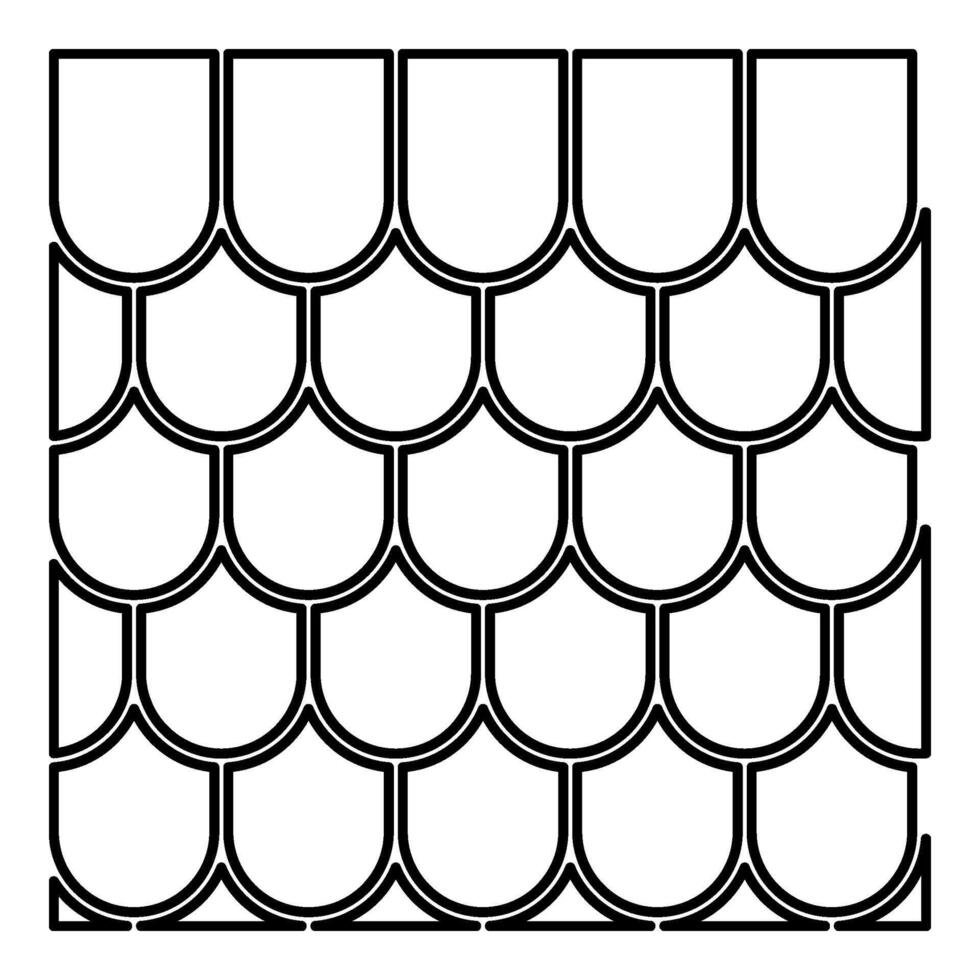 Roof ceramic tiled corrugated tile rooftop house material slate contour outline line icon black color vector illustration image thin flat style