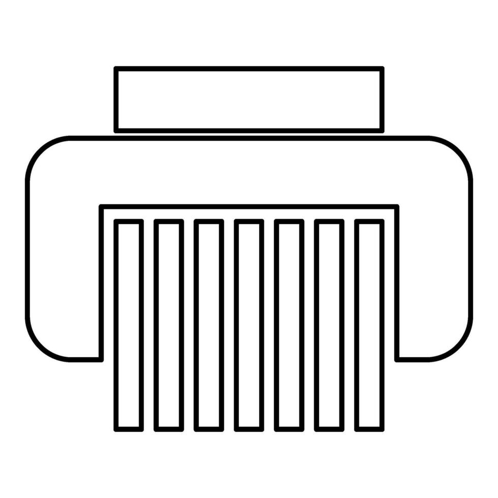 Paper shredder confidential paper grinder document office tools contour outline line icon black color vector illustration image thin flat style