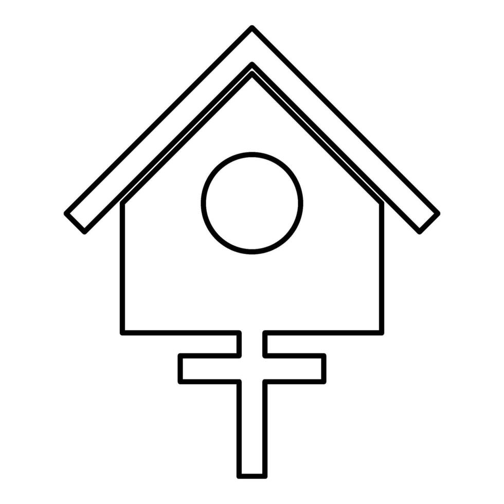 Bird box starling house birdhouse nesting contour outline line icon black color vector illustration image thin flat style