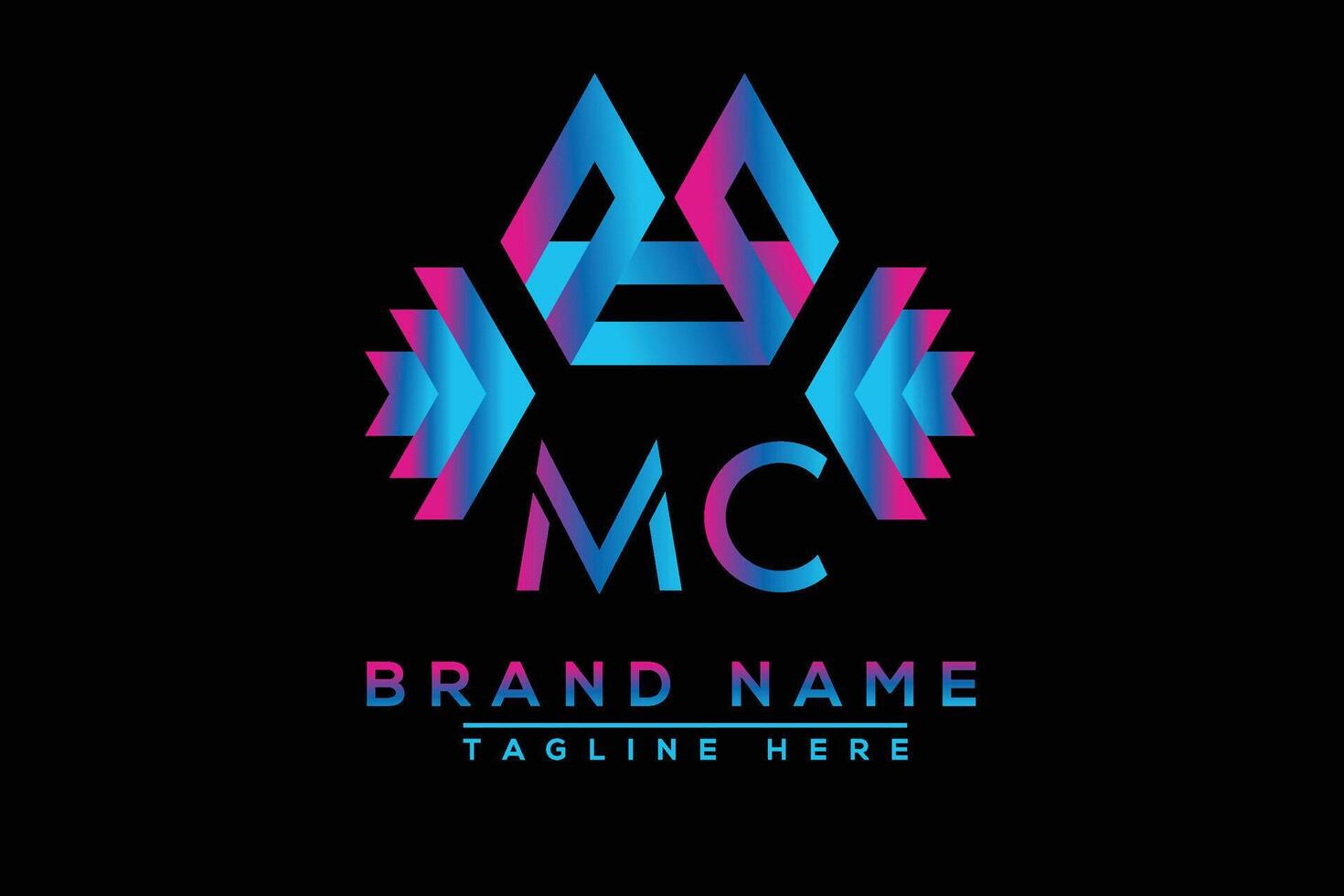 MC letter logo design. Vector logo design for business.