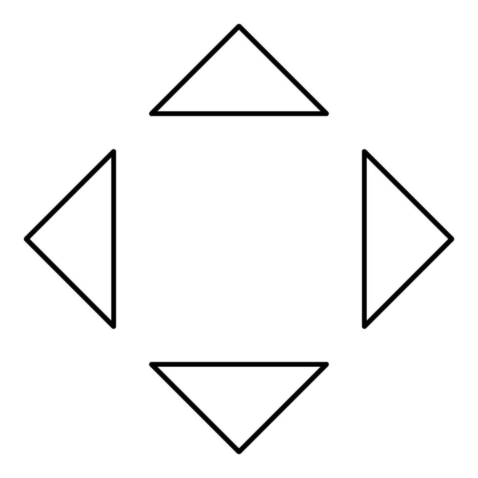 Four arrows pointing from the center symbol location contour outline line icon black color vector illustration image thin flat style
