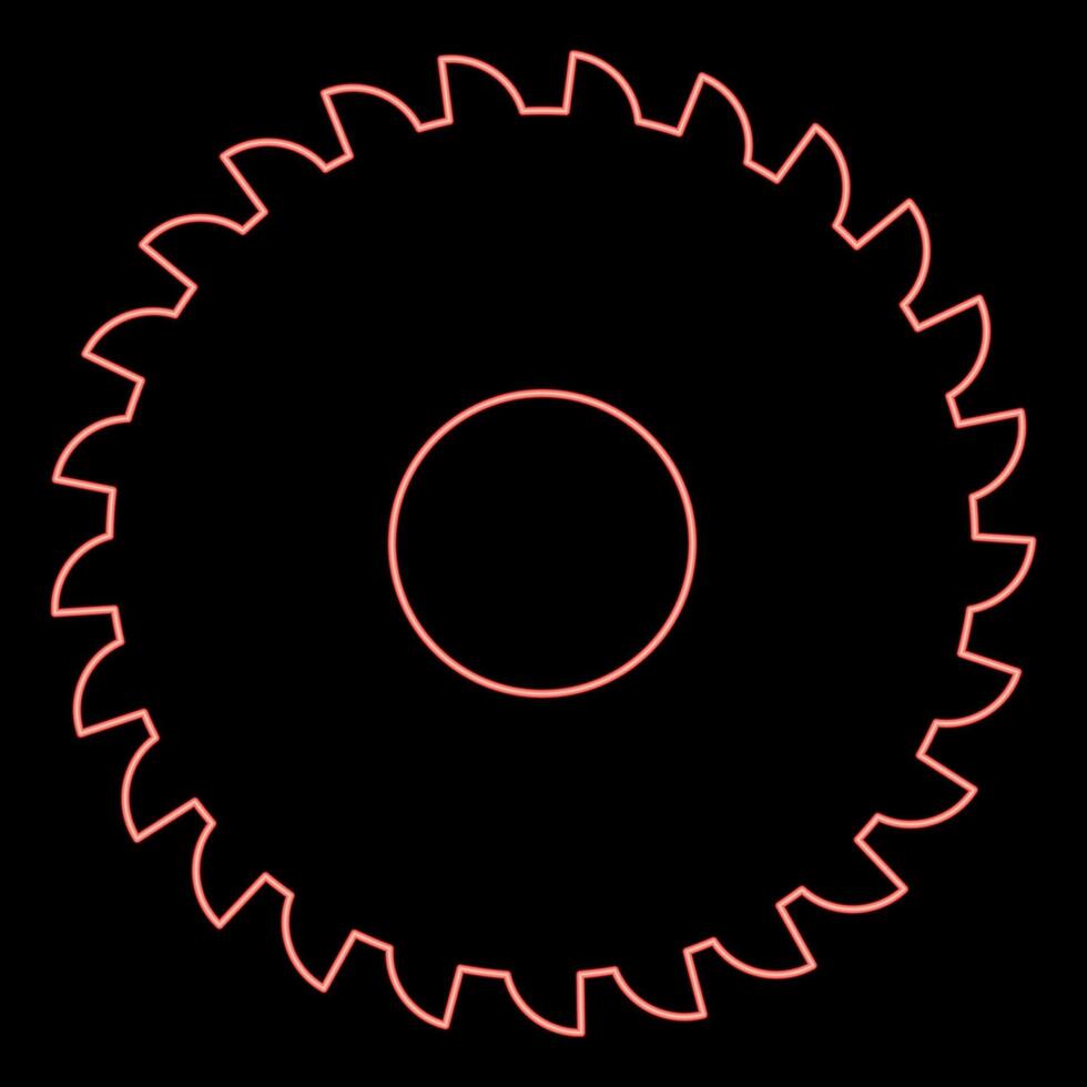 Neon round knife millstone circular saw disc red color vector illustration image flat style