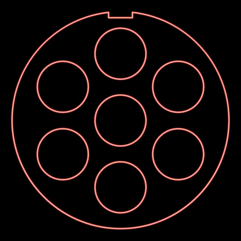 Neon grate for meat grinder plate mincer device for growing shallow of meat lattice sieve red color vector illustration image flat style