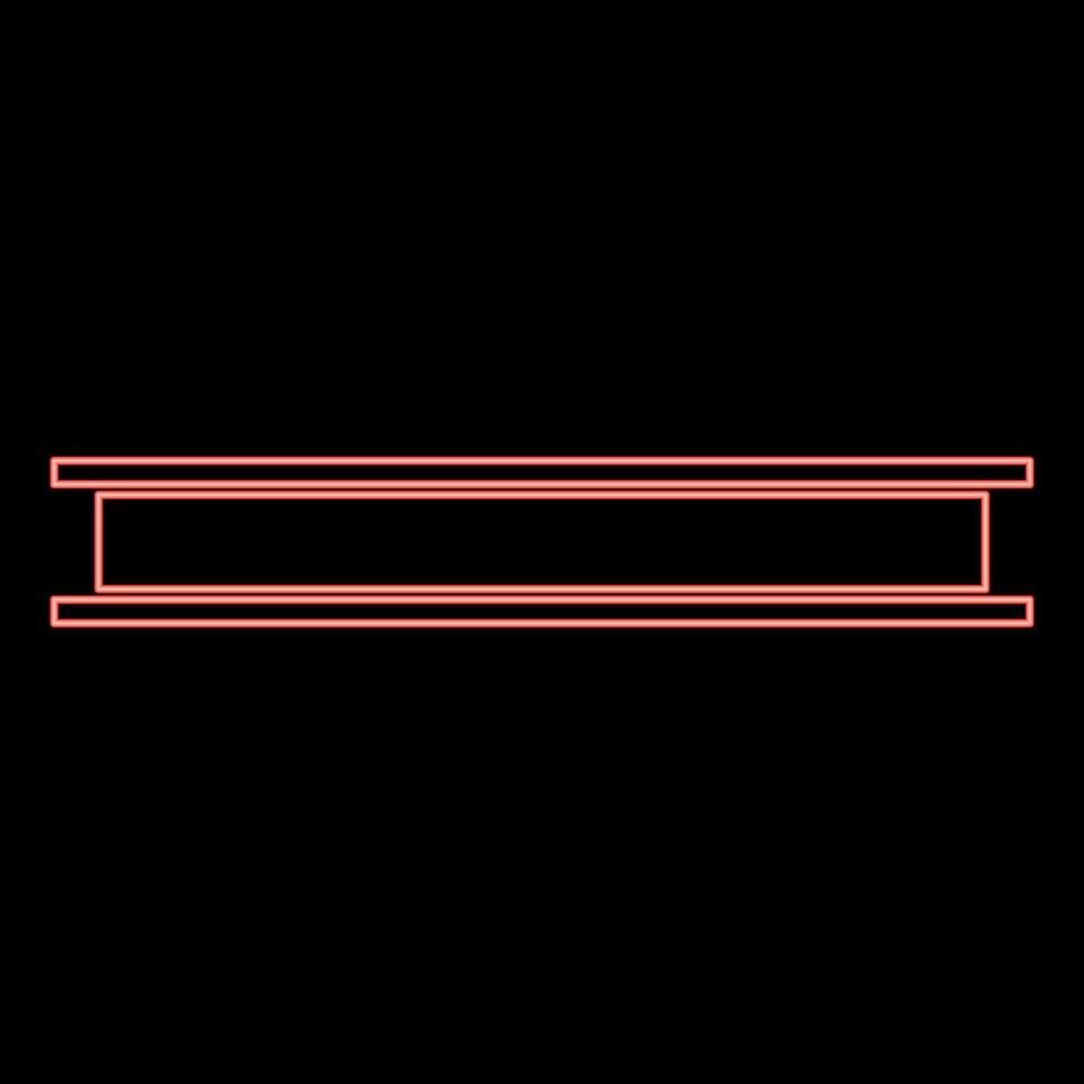 Neon steel beam I-beam red color vector illustration image flat style